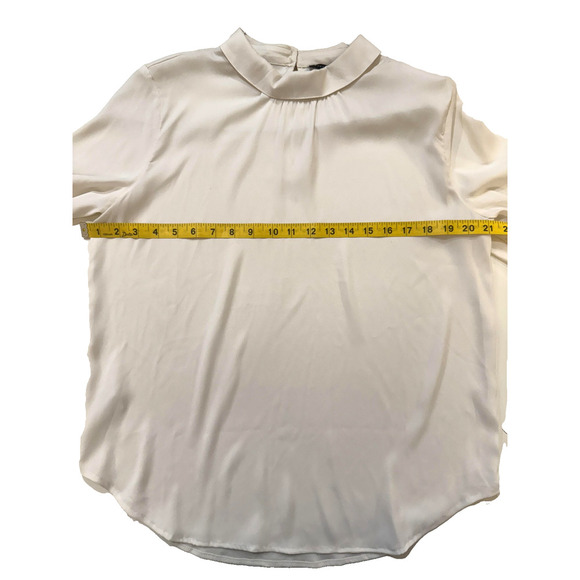 Ann Taylor Blouse Womens Medium Ivory Long Sleeve Shirt Button Cuff Keyhole Top - Picture 6 of 8